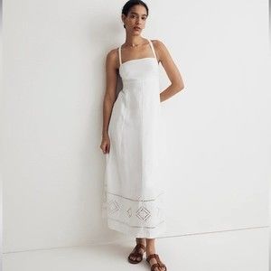 Madewell NWT Embroidered Eyelet Tie-Back Cami Midi Dress